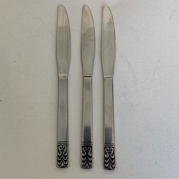 3 Carlyle Cameo Hong Kong Dinner Knives Knife Set Vintage Stainless Steel 8 3/8" - Picture 2 of 8